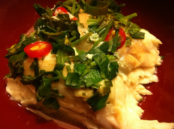 steamed fish + vegetable&nbsp;stir-fry