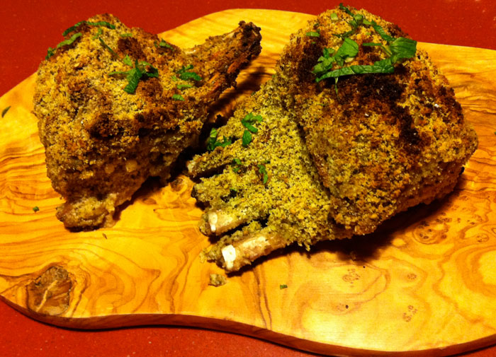 lamb racks with almond and za’atar crust + cauliflower&nbsp;tarator