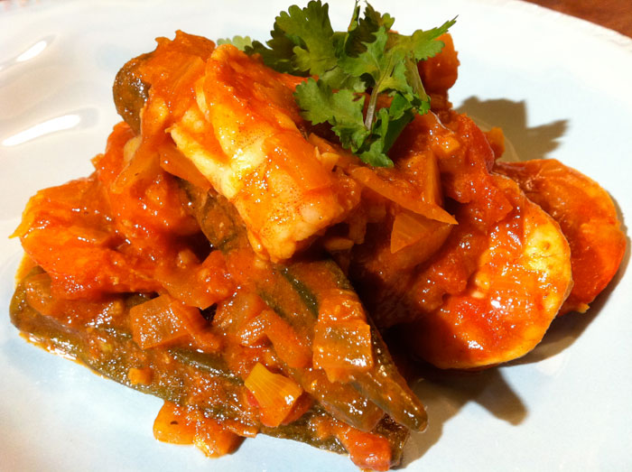 prawn, okra and tomato&nbsp;curry