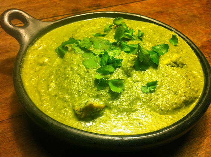 chicken in green almond sauce + red mexican&nbsp;rice