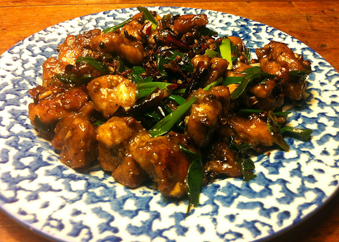 sichuan chilli chicken + smashed cucumber salad + peanuts in&nbsp;vinegar