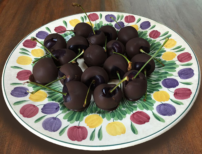 dark chocolate coated&nbsp;cherries