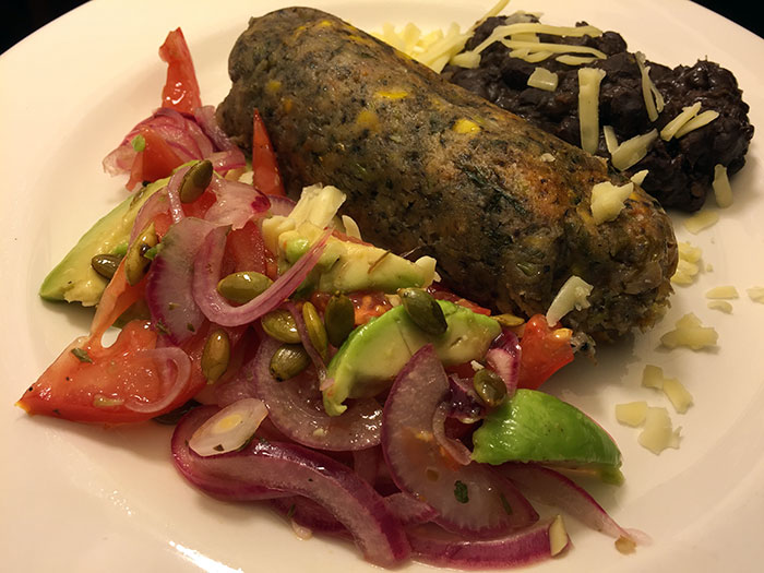 blue-corn-tamale-with-salad-and-black-beans