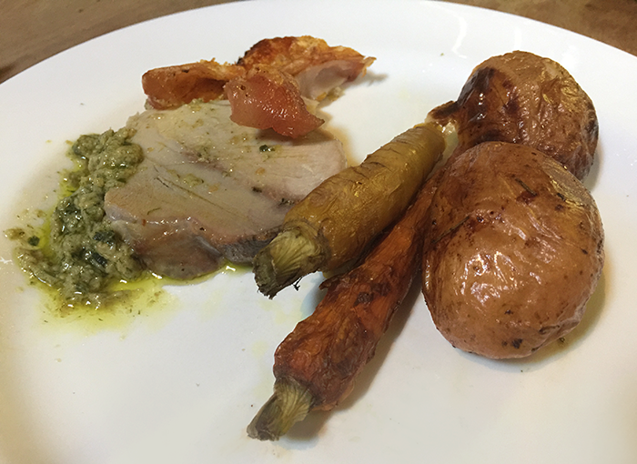 porchetta-with-dragoncello-sauce-potatoes-and-carrots