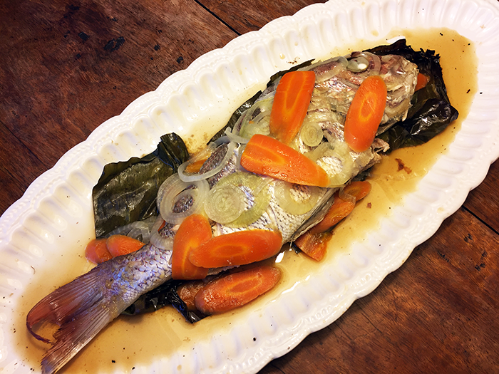 baked whole snapper + bean sprout&nbsp;salad