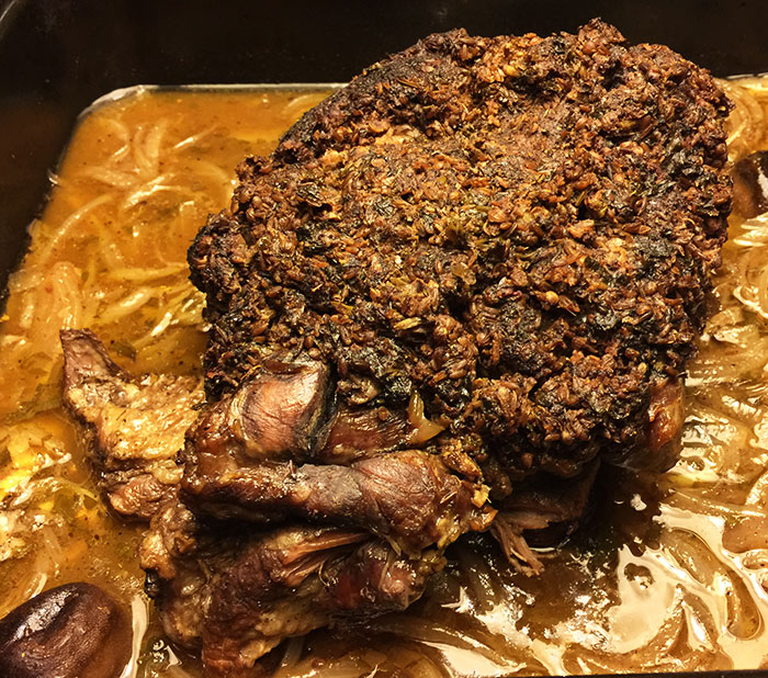 slow-roasted lamb shoulder