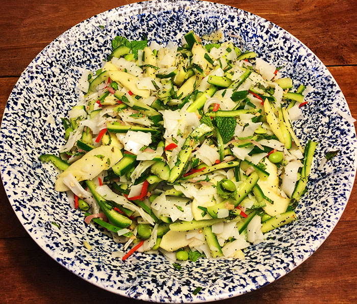 noodle salad with cucumber and poppy seeds