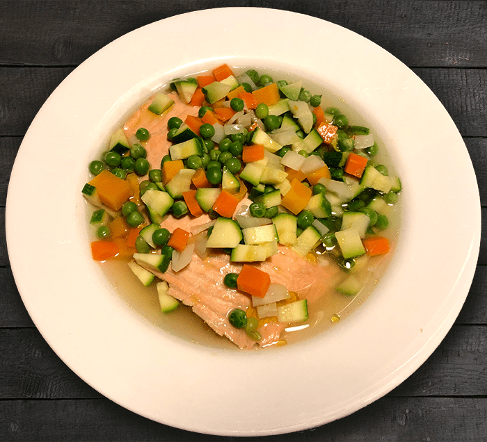 salmon poached in a herb&nbsp;broth