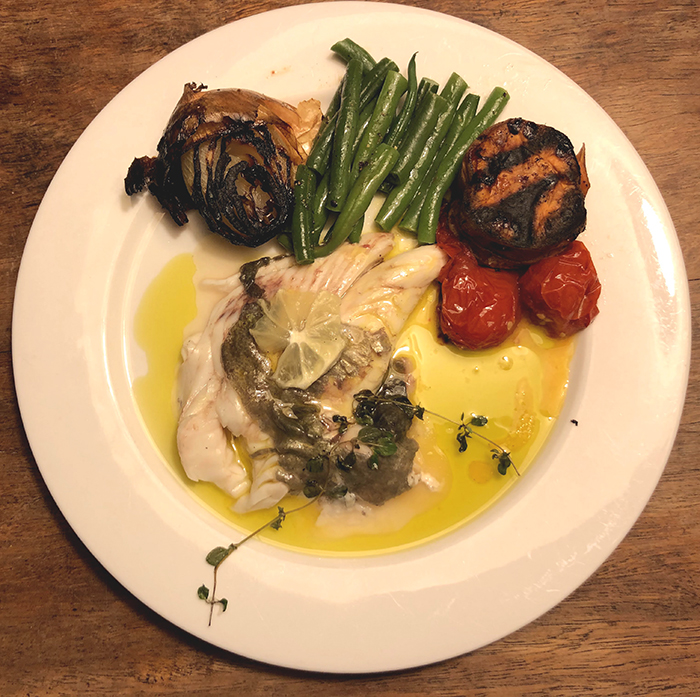 baked fish with saffron&nbsp;dressing