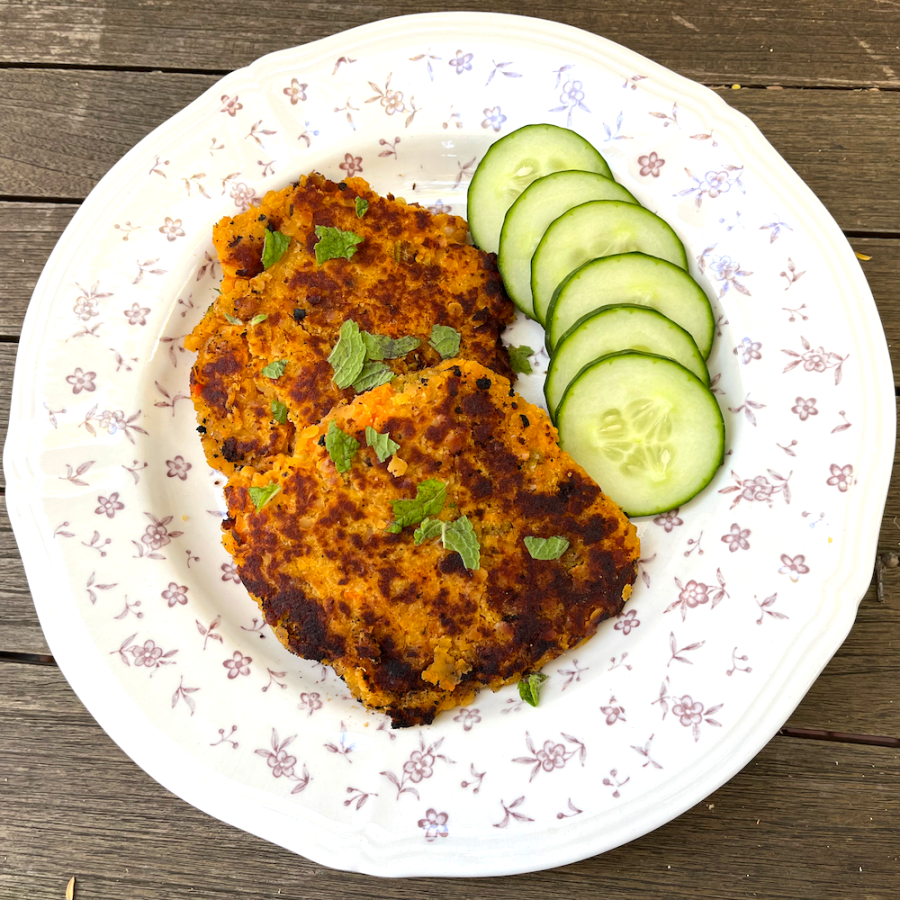 sweet potato and red lentil patties