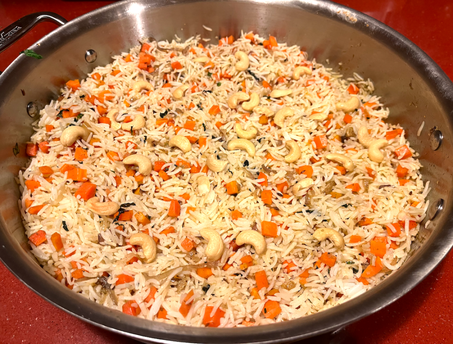 carrot fried rice + mint&nbsp;raita