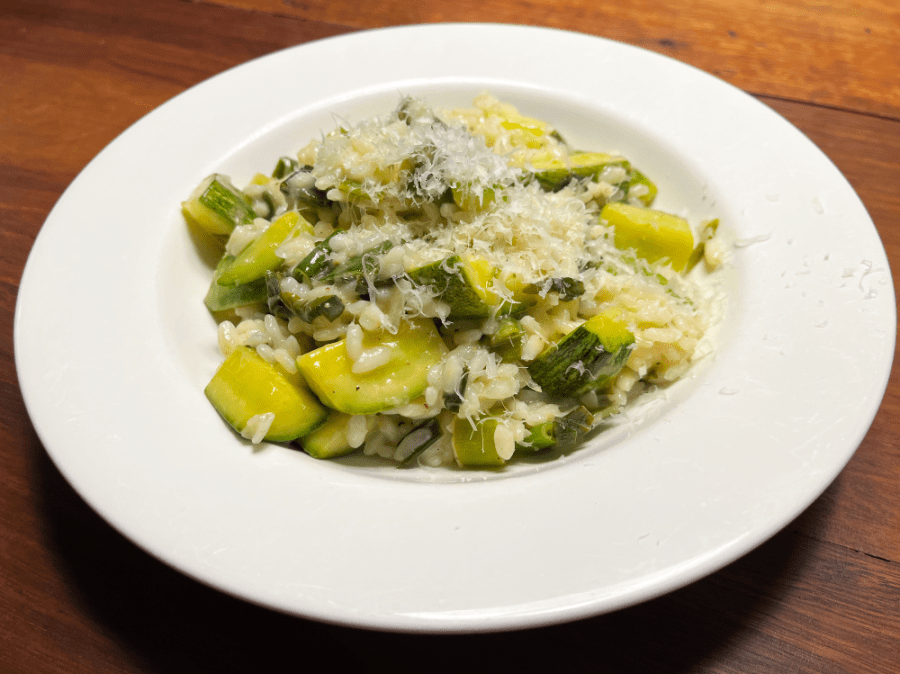 white zucchini, spring onion and garlic&nbsp;risotto